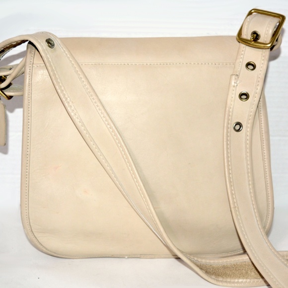 Vintage Y2K Coach Stewardess Bag Beige Leather Messenger Crossbody Purse 9525 - Picture 5 of 11